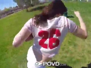 POVD Flexible brunette Kylie Quinn fucked immediately afterwards football in the park